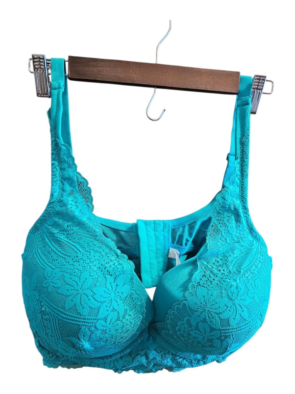 Cacique Turquoise/Emerald Green Lace Underwire Bra